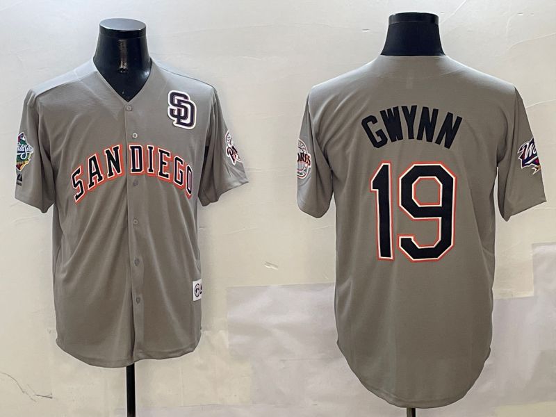 Men San Diego Padres #19 Gwynn Grey Throwback Game 2025 Nike MLB Jersey style 3123->san diego padres->MLB Jersey